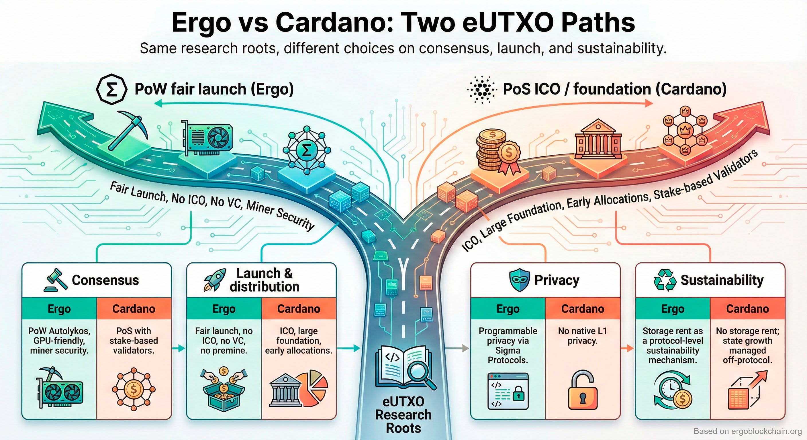 Ergo vs Cardano: Two eUTXO Paths